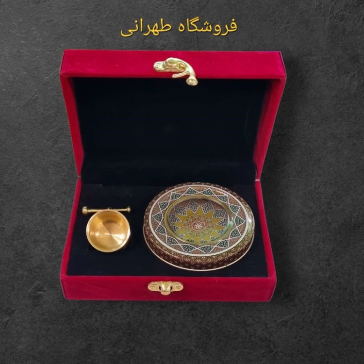 ظرف مخمل کادویی زعفران همراه هاون